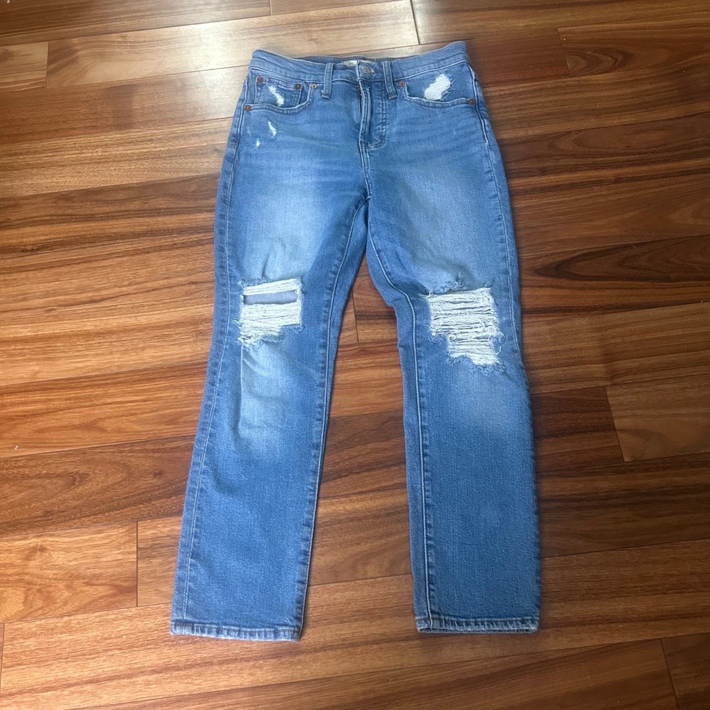 Madewell‎ The Perfect Vintage Jean Distressed Ripped Denim High Rise Size 25P